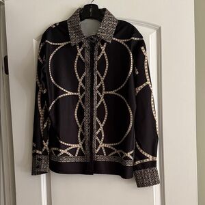 Black and Cream Patterned Women's Blouse